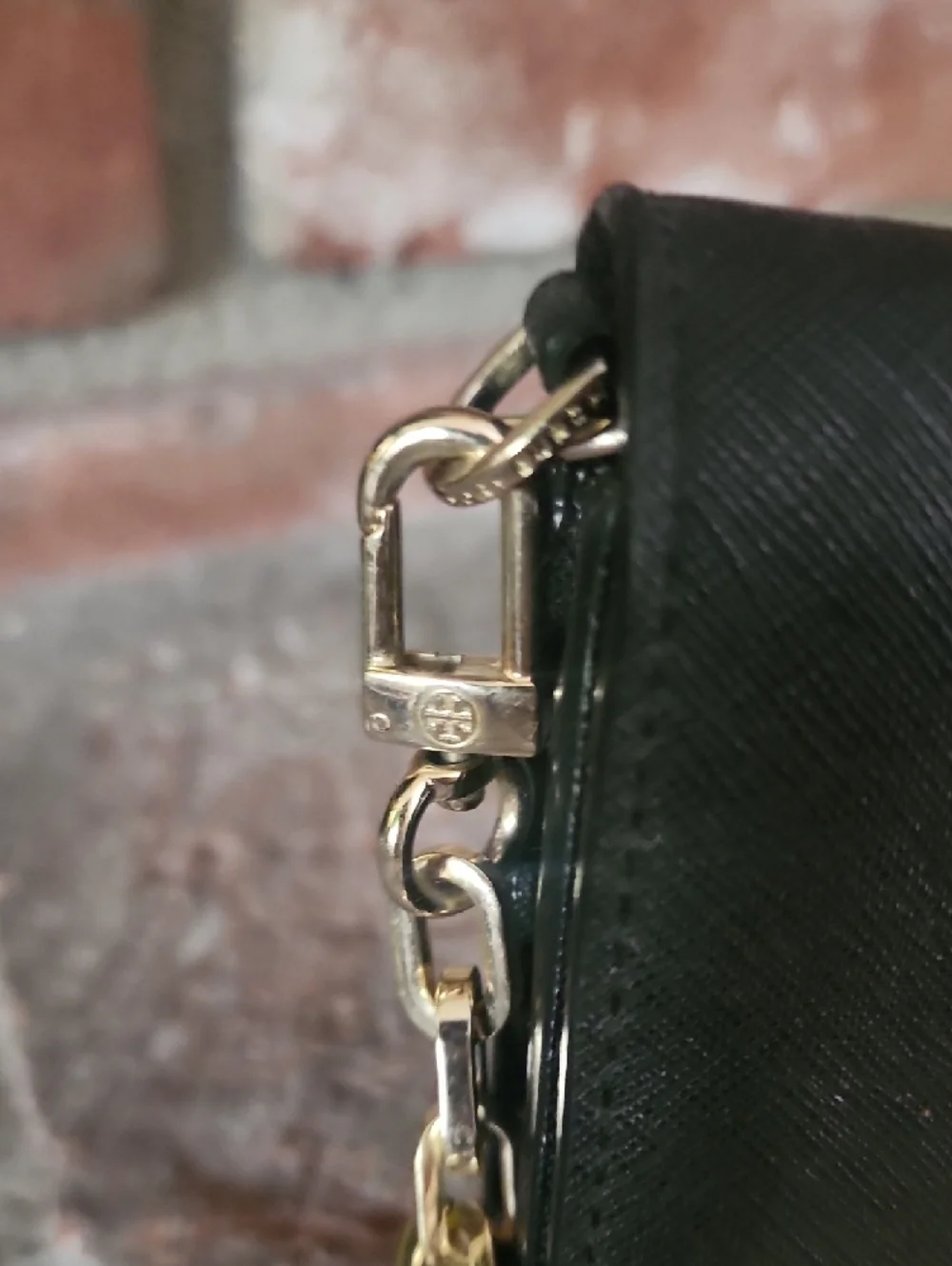 Tory Burch Black Leather Chain Shoulder Bag Gold Hardware Crossbody Convertible